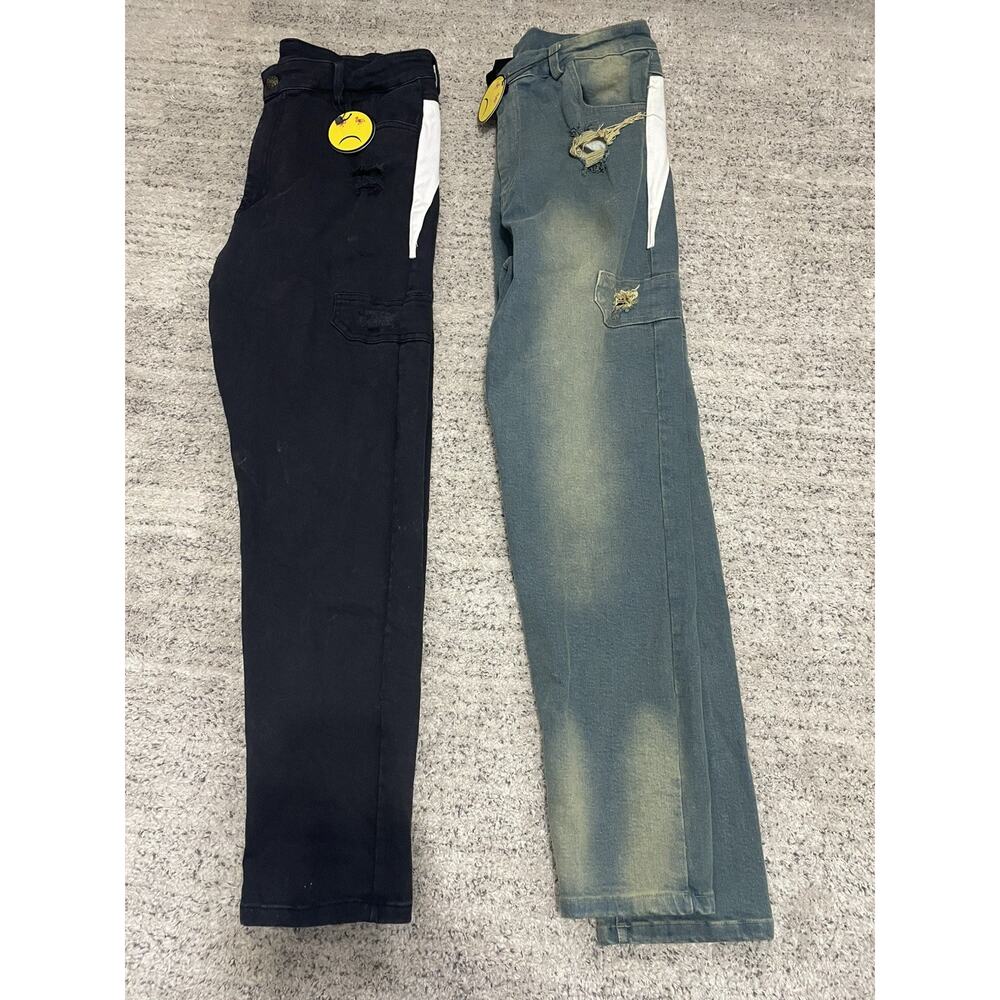 Lot of 2 Sorry Flamingo Distressed Pants Size 36 Streetwear Skate Ripped